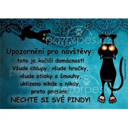 Tabulka UPOZORNĚNÍ PRO NÁVŠTĚVY kočka