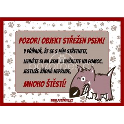 Tabulka Přejeme mnoho štěstí - jeden pes