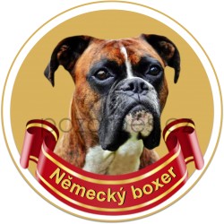 NĚMECKÝ BOXER žíhaný - samolepa na auto19cm/3ks